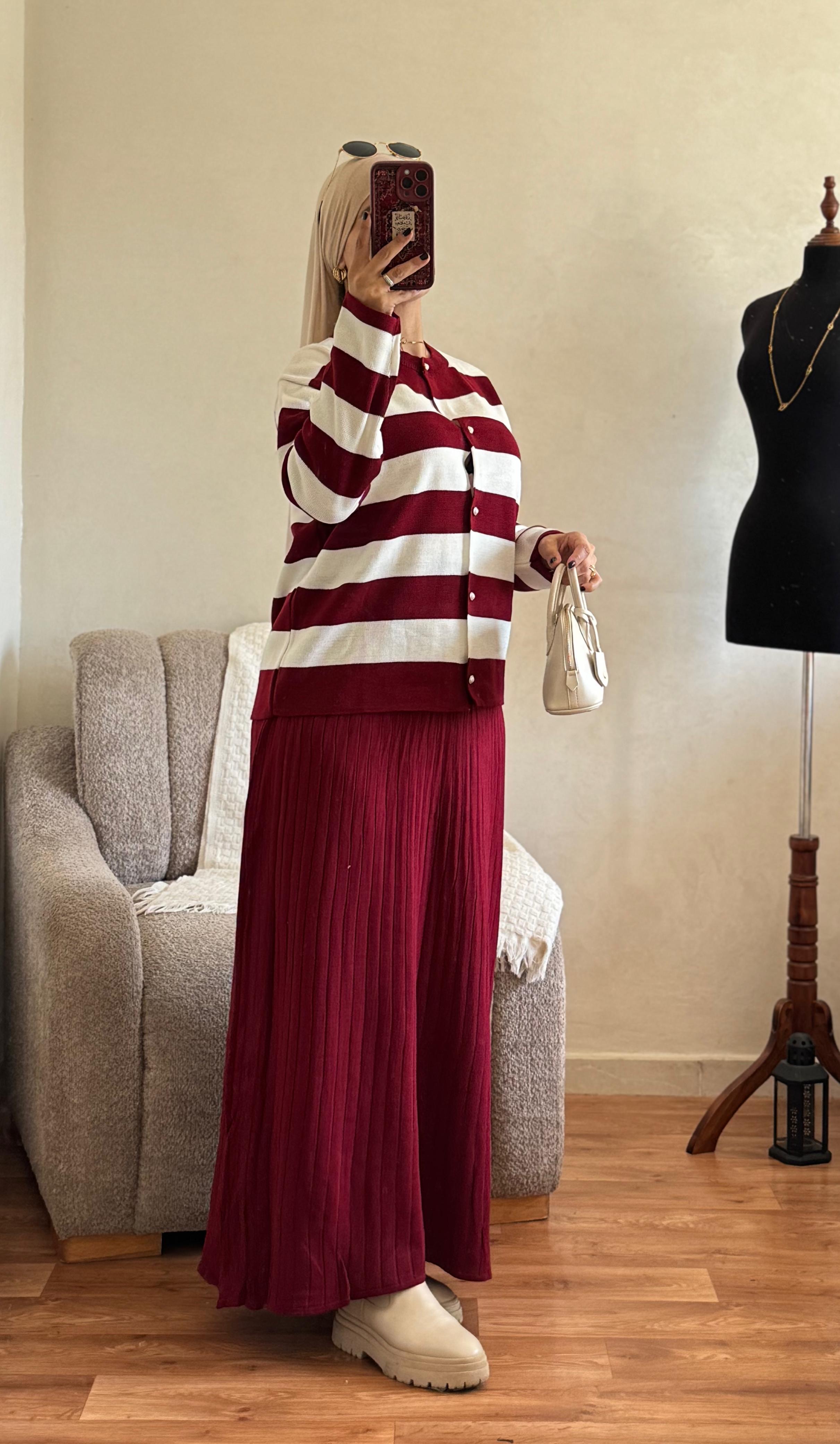 Ensemble rayée jupe plissée