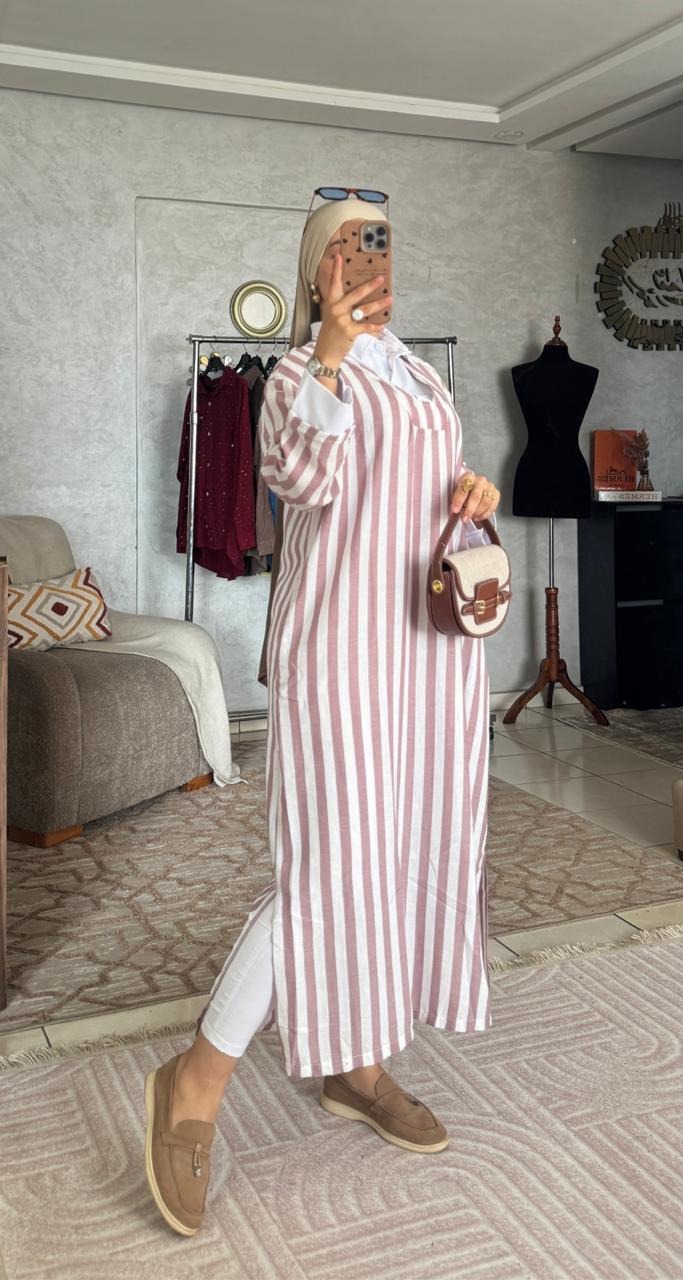 Robe col chemise rayée
