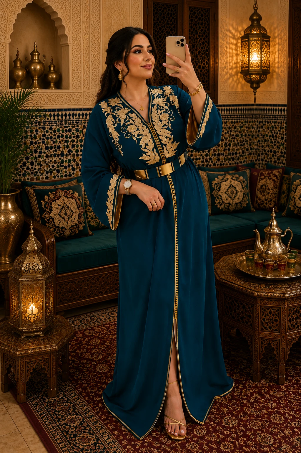 قفطان مغربي بالطرزة الرباطية