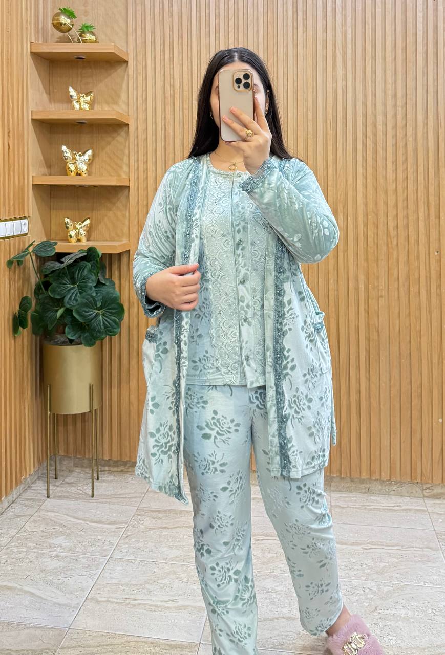 3pc مبرة قصيرة وردة